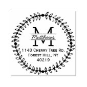 Stijlvol Floral Wreated Custom Monogram Zelfinktende Stempel (Design)