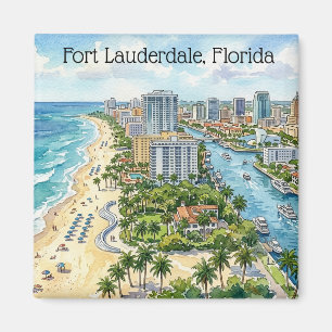 Stijlvol Fort Lauderdale Florida Aquarel Magneet