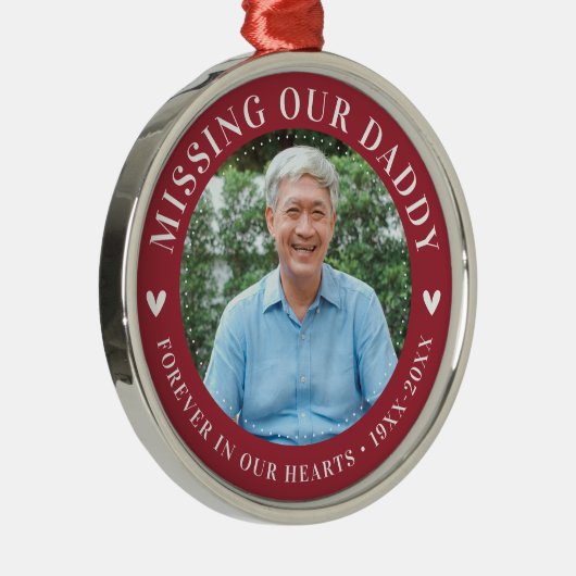 Stijlvol foto gepersonaliseerd herdenkingsverlies metalen ornament (Rechts)