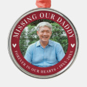 Stijlvol foto gepersonaliseerd herdenkingsverlies metalen ornament (Voorkant)