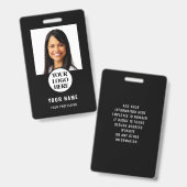 Stijlvol foto personeelslid zwart badge (Voor- en achterkant)