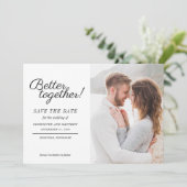 Stijlvol foto-script bruiloft Save The Date (Staand voorkant)