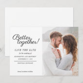 Stijlvol foto-script bruiloft Save The Date (Voorkant / Achterkant)