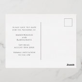 Stijlvol fotohart Sla de datum van het echte Roos  Folie Uitnodiging Briefkaart (Achterkant)