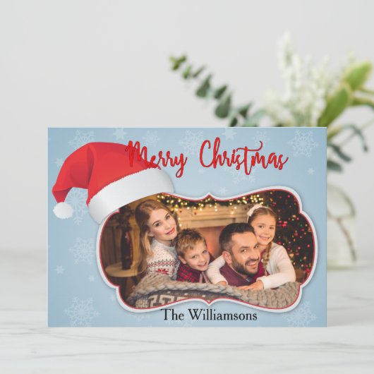 Stijlvol fotovenster met kerstkerstmis feestdagenkaart (Staand voorkant)