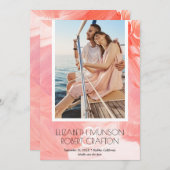 Stijlvol fotoweddenschap Getekend koraal sparen de Save The Date (Voorkant / Achterkant)