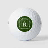 Stijlvol frame groen monogram golfballen (Voorkant)