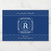 Stijlvol frame Navy Monogram  Likeurfles Etiket (Enkel label)