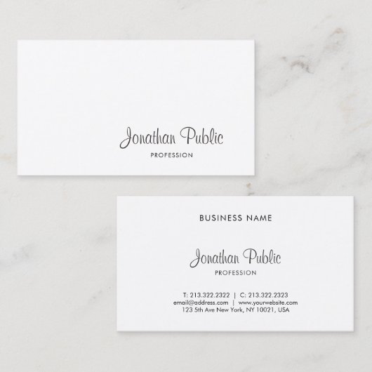 Stijlvol Freehand Script Modern elegant design top Visitekaartje (Voorkant / Achterkant)