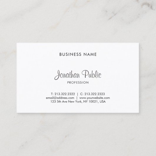 Stijlvol Freehand Script Modern elegant design top Visitekaartje (Achterkant)