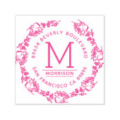 Stijlvol Fuchsia met de hand getrokken krans retou Zelfinktende Stempel (Design)