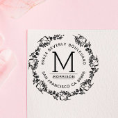 Stijlvol Fuchsia met de hand getrokken krans retou Zelfinktende Stempel