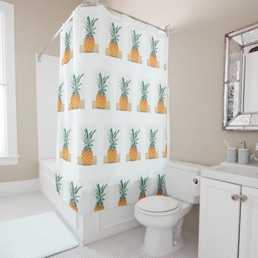 Stijlvol Funky Ananas Patroon Douchegordijn (In situ)