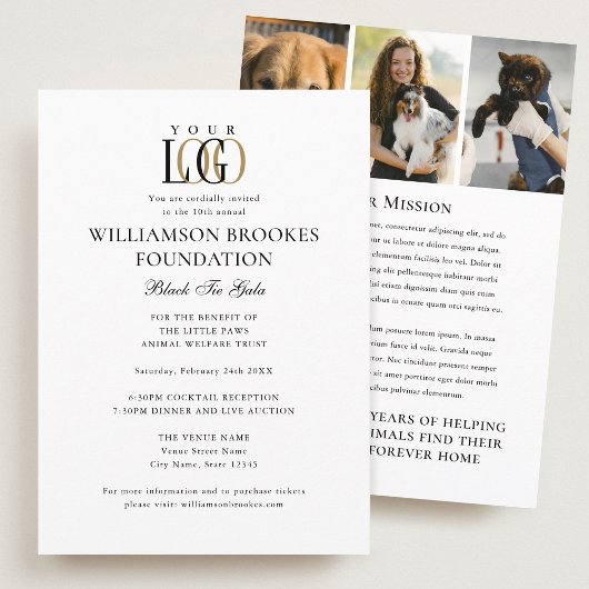 Stijlvol Gala Custom Event Logo Foto Wit Zwart Kaart