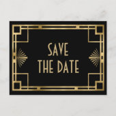 Stijlvol Gatsby Art Deco zwart en goud Aankondigingskaart (Voorkant)