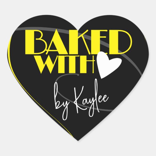 Stijlvol Gebakken met Liefde Bakken Signature Naam Hart Sticker (Voorkant)