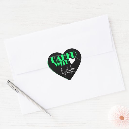Stijlvol Gebakken met Liefde Bakken Signature Naam Hart Sticker (Envelop)