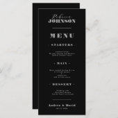 Stijlvol gebold script Typografie gastnaam bruilof Menu (Voorkant / Achterkant)