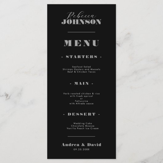 Stijlvol gebold script Typografie gastnaam bruilof Menu (Voorkant)