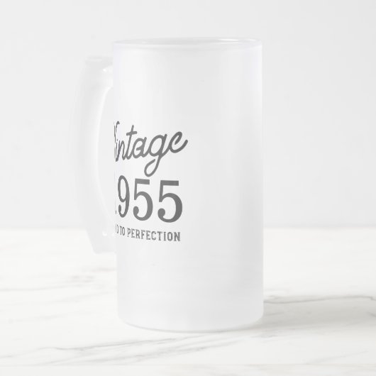 Stijlvol  geboortejaar oud tot perfect matglas bierpul (Voorkant links)