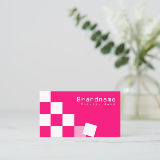 Stijlvol geborduurd roze en witte professionele af visitekaartje (Staand voorkant)