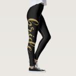 Stijlvol Geborsteld Calligraphy Goud Glitter Bruid Leggings<br><div class="desc">Stijlvolle Geborstelde Calligraphy Goud Glitter Bruidsleggings</div>