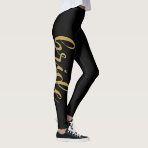 Stijlvol Geborsteld Calligraphy Goud Glitter Bruid Leggings