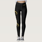 Stijlvol Geborsteld Calligraphy Goud Glitter Bruid Leggings (Voorkant)