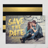Stijlvol Geborsteld Foto Save The Date Kaart (Voorkant / Achterkant)