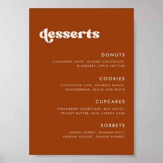 Stijlvol gebrand Sinaasappel bruiloft Dessert Bar  Poster (Voorkant)