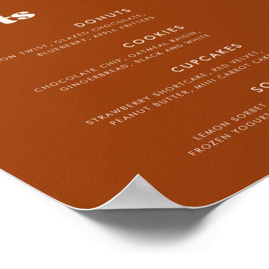 Stijlvol gebrand Sinaasappel bruiloft Dessert Bar  Poster (Hoek)