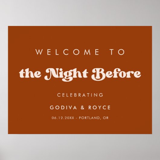 Stijlvol gebrand Sinaasappel Welkom op de avond er Poster (Voorkant)