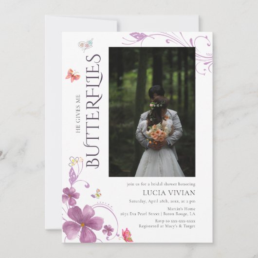 Stijlvol geeft hij me vlinder foto Vrijgezellenfee Kaart (Voorkant)