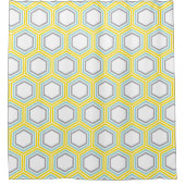 Stijlvol Geel en Aqua Geometric Pattern Douchegordijn (Voorkant)