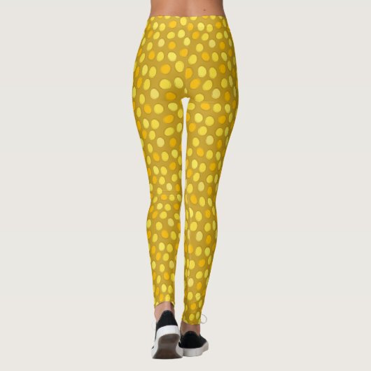 Stijlvol Geel en Lemon Curry Polka Dot Pattern Leggings (Achterkant)