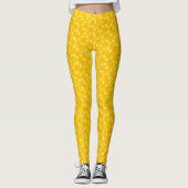 Stijlvol geel en Mikado Polka Dot Pattern Leggings (Voorkant)
