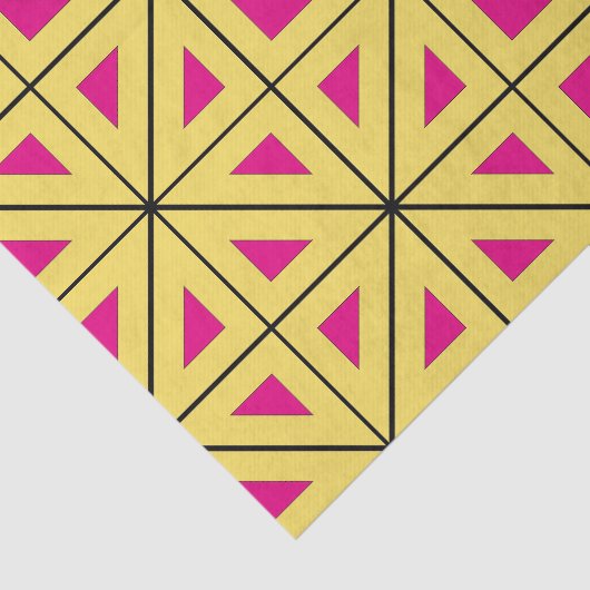 Stijlvol geel en roze geometrisch patroon tissuepapier (Detail)