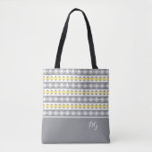 Stijlvol Geel en Wit Geometrisch Patroon Tote Bag (Voorkant)