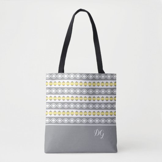 Stijlvol Geel en Wit Geometrisch Patroon Tote Bag (Voorkant)