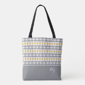 Stijlvol Geel en Wit Geometrisch Patroon Tote Bag (Achterkant)