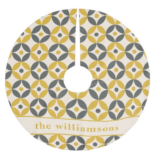 Stijlvol Geel Grijs Geometrisch Geometrisch Gepers Kerstboom Rok (Voorkant)