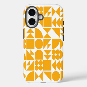 Stijlvol geel modern geometrisch vormenpatroon iPhone 16 hoesje