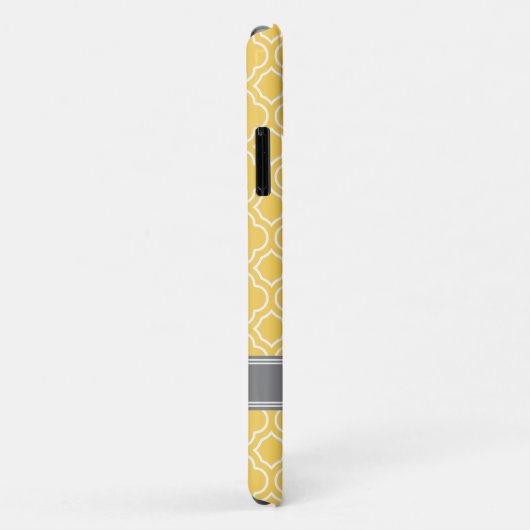 Stijlvol geel Quatrefoliepatroon met naam Case-Mate iPhone Case (Achterkant/rechts)