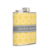 Stijlvol geel Quatrefoliepatroon met naam Heupfles (Rechts)