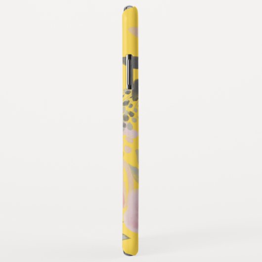 Stijlvol Geel Roze Bloempatroon met Monogram Case-Mate iPhone Case (Achterkant/rechts)