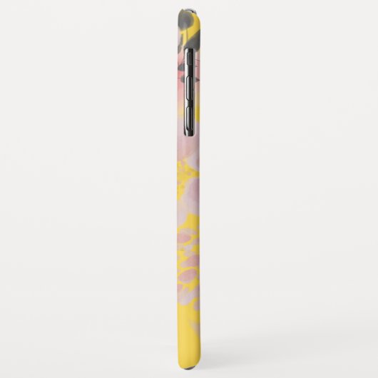 Stijlvol Geel Roze Bloempatroon met Monogram Case-Mate iPhone Case (Achterkant/links)