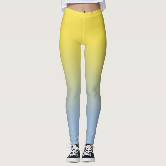 Stijlvol geel tot lichtblauw verloop leggings (Voorkant)