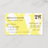 Stijlvol geel wit en bruin beeld met Initialen Visitekaartje (Achterkant)