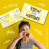 Stijlvol Geel Wit en Bruin met Logo Monogram Visitekaartje