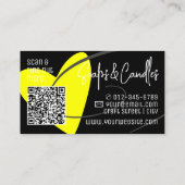 Stijlvol Geel Zwart Handgemaakt Hart met QR-Code Visitekaartje (Achterkant)